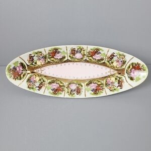 Royal Vienna Pink Porcelain Courting Couple Large Trinket Dish